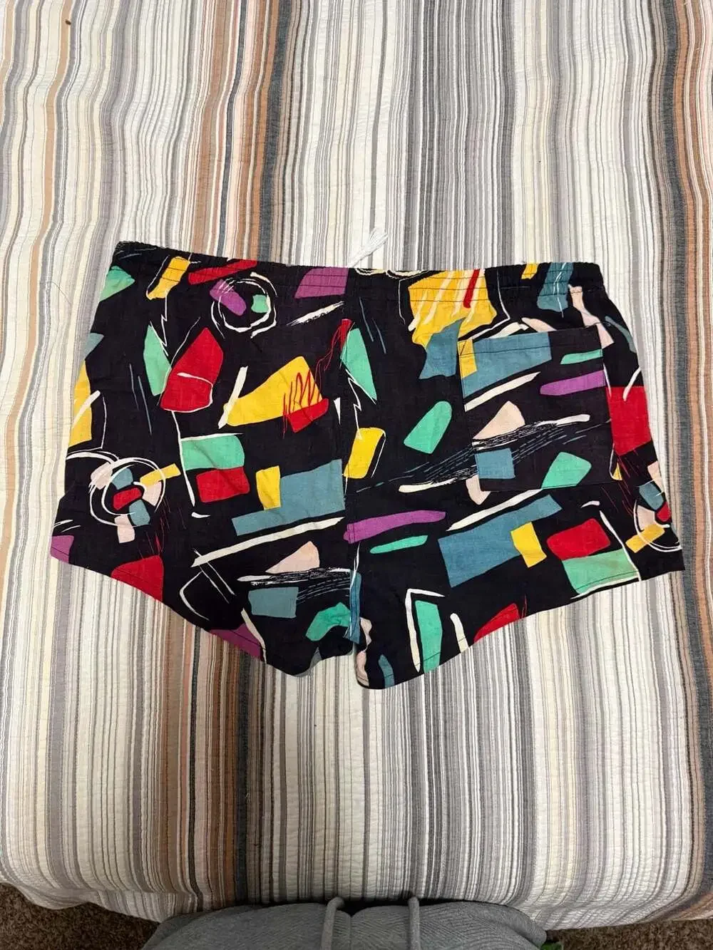 Vintage Islander Abstract Print Cotton Swim Trunks Shorts